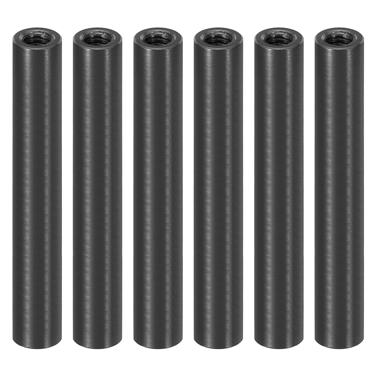 PATIKIL 6pcs M3 Metal Threaded Standoff Spacer Nuts, Round Aluminum Spacers Female Coupling Screws, 1/8" ID x 3/16" OD, Black, (35mm L)