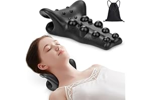 Wingeema BK03 Neck and Shoulder Relaxer with Upper Back Massage Point, Cervical Traction Device Neck Stretcher for TMJ Pain Relief and Cervical Spine Alignment Chiropractic Pillow Black