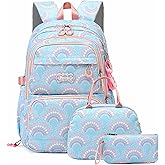 Mfikaryi Kids Girls Backpack with Lunch Box Backpack for School Lunch Box Combo