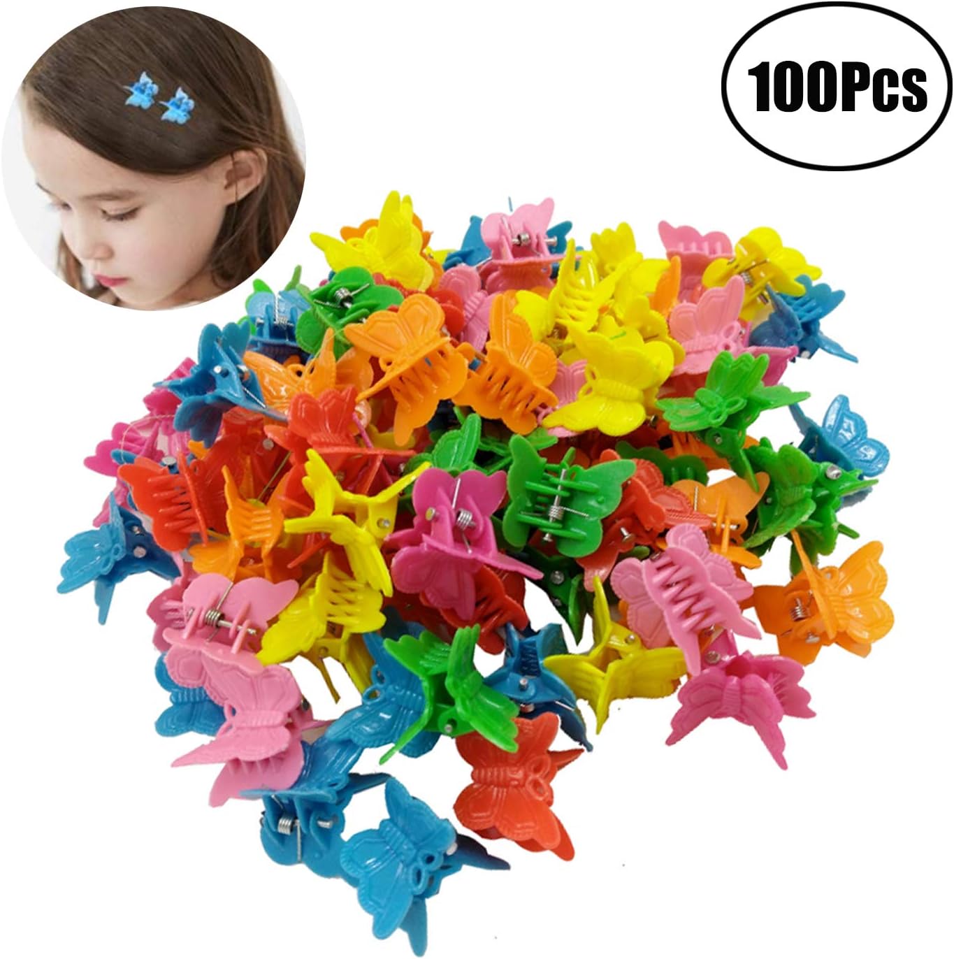 JZZJ 100 Pieces Butterfly Hair Clips Claw Barrettes, Assorted Color