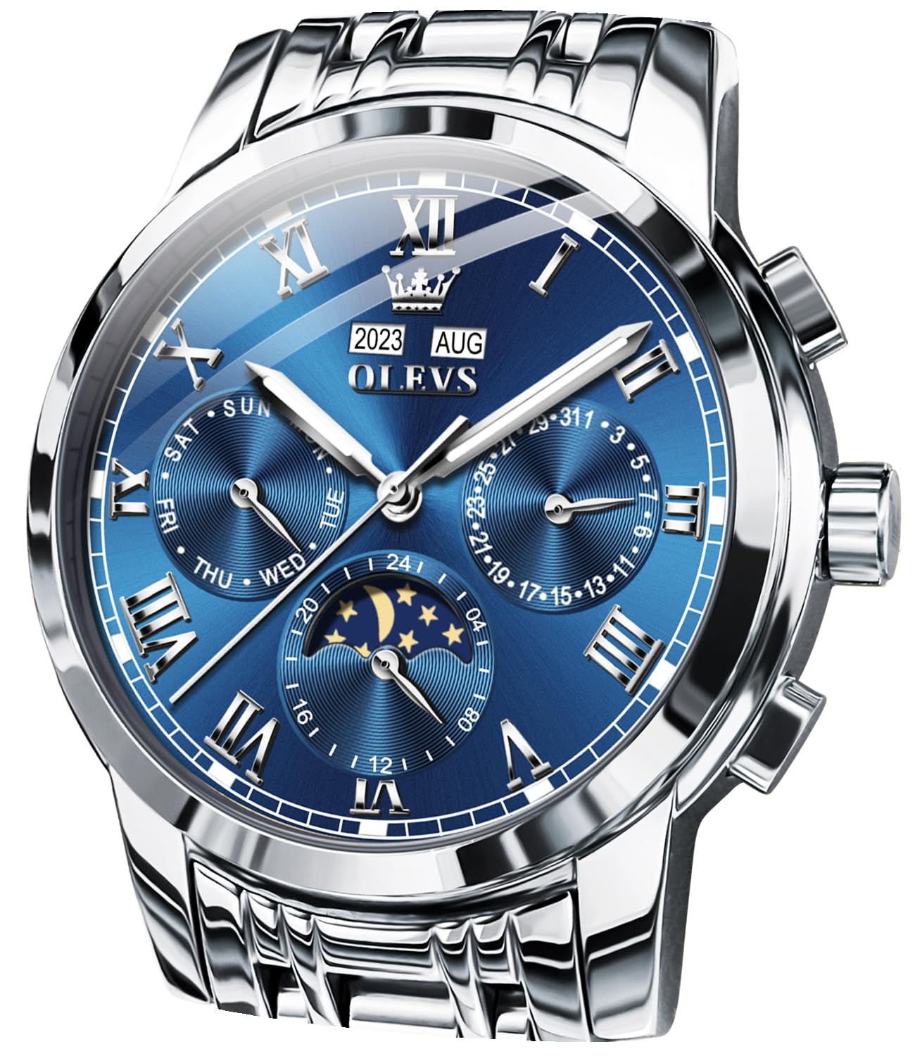 Photo 1 of OLEVS Mens Automatic Watches Self Winding Mechanical Luxury Dress Stainless Steel Waterproof Wrist Watches for Men