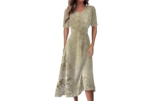 Kenvina Dresses for Women 2024 Boho A-Line Short Sleeve Floral Print Sundresses Causal Wrap V Neck Maxi Dress Spring Summer
