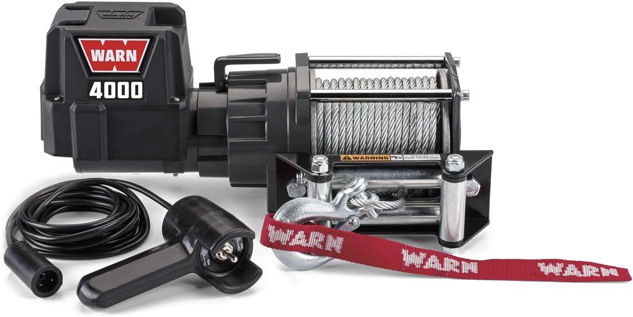 WARN 92000 Vehicle Mounted 2000 Series 12V DC Electric Utility Winch with Steel Cable: 1 Ton (2,000 lb) Pulling Capacity: Automotive