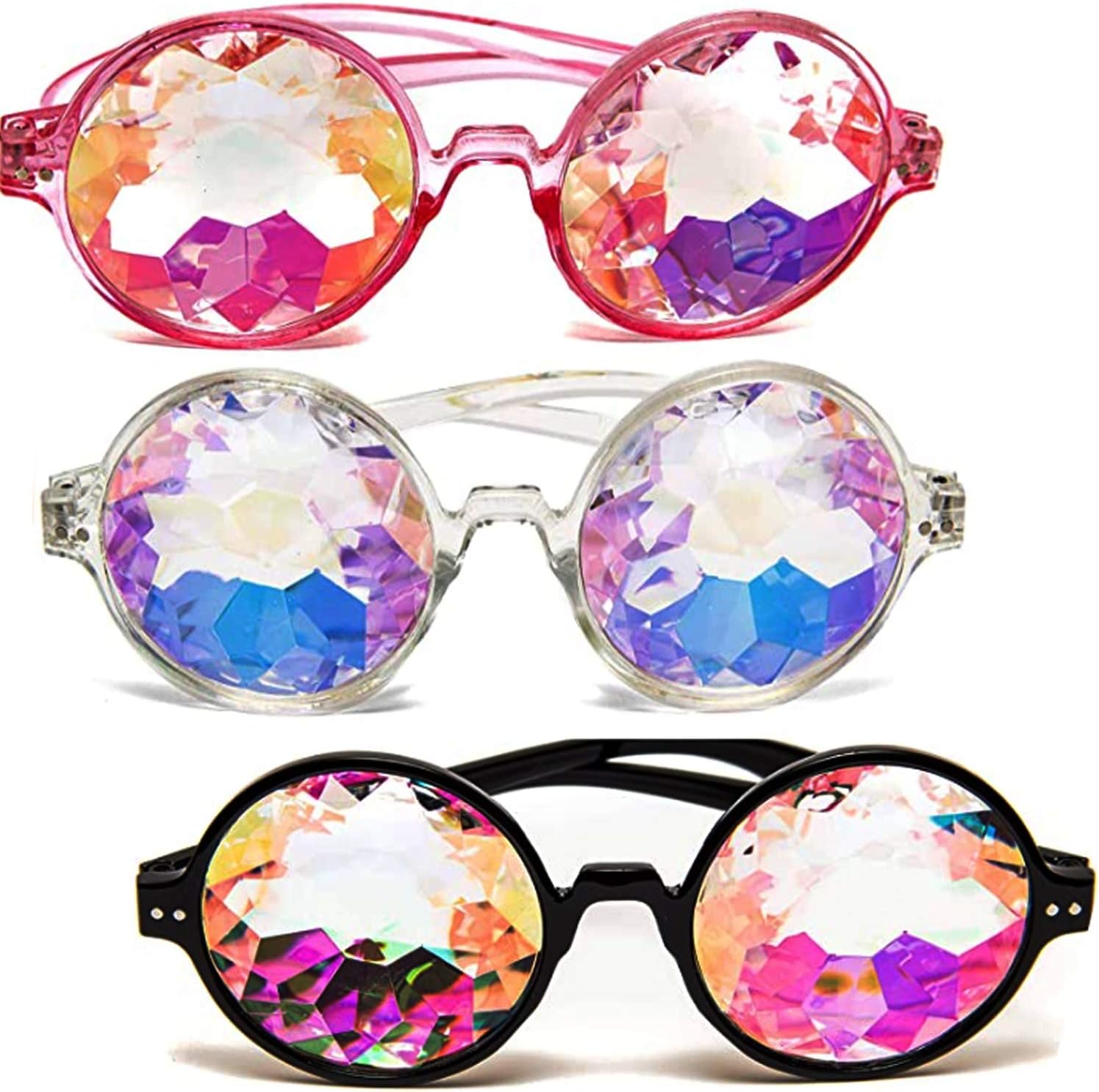 3 Pack Kaleidoscope Sunglasses Rainbow Prism Sunglasses Goggles Crystal
