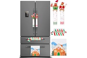 CORALMEE Christmas Refrigerator Handle Covers Set of 4, Gingerbread Kitchen Decor Refrigerator Door Handle Covers for Xmas, Christmas Fridge Handle Covers, Gingerbread Decor for Kitchen Home Decor