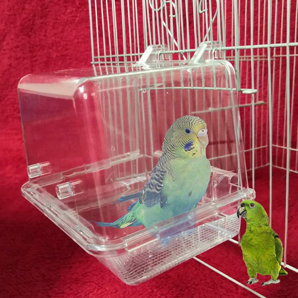 Mosichi Funny Pet Bird Parrot Clear Shower Bathing Tub Box Hanging Bathtub Cage Cleaning Tool