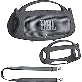 JCHPINE Silicone Cover Case for JBL Charge 5 Portable Bluetooth Speaker, Protective Skin Holder for JBL Charge 5 Speaker Accessories (Grey Case, NOT Fit Wi-Fi Version)