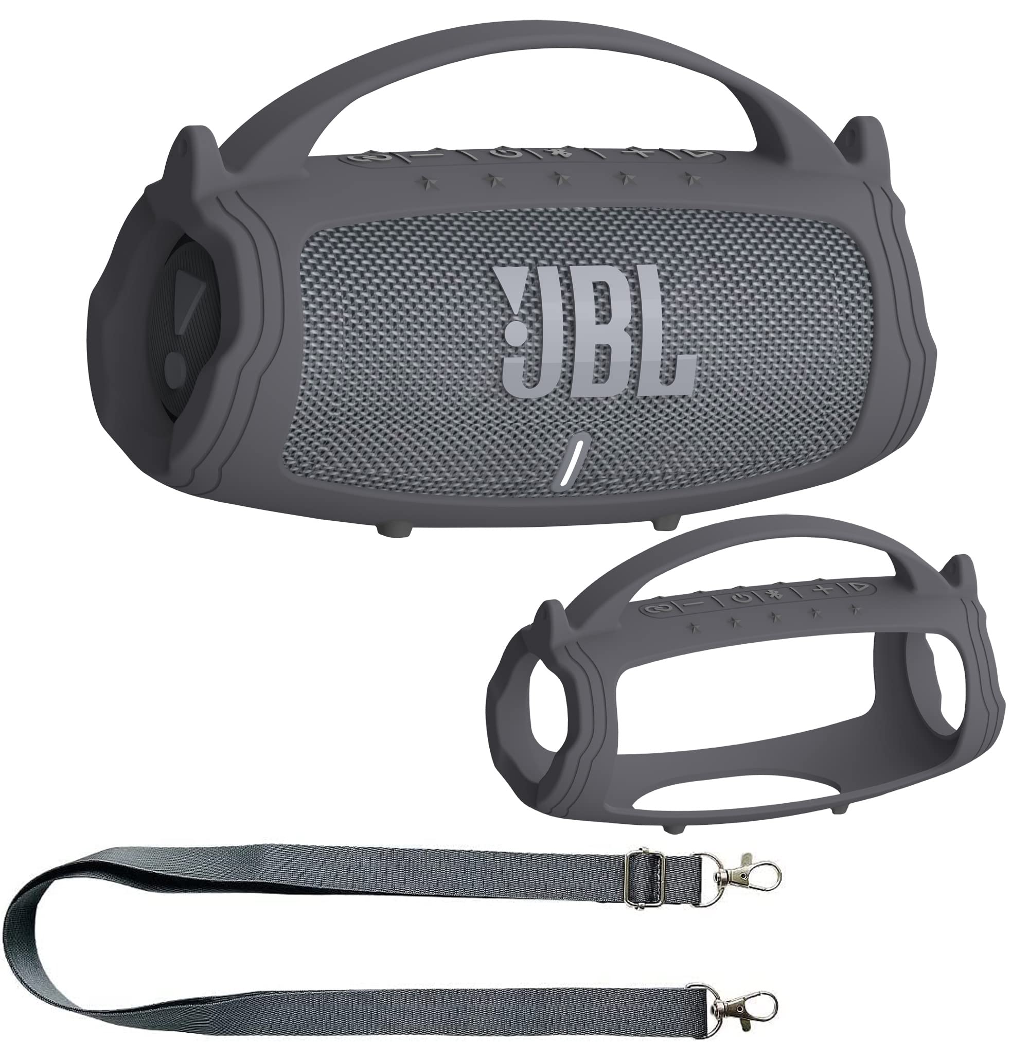 Photo 1 of JCHPINE Silicone Cover Case for JBL Charge 5 Portable Bluetooth Speaker, Protective Skin Holder for JBL Charge 5 Speaker Accessories (Grey Case, NOT Fit Wi-Fi Version)