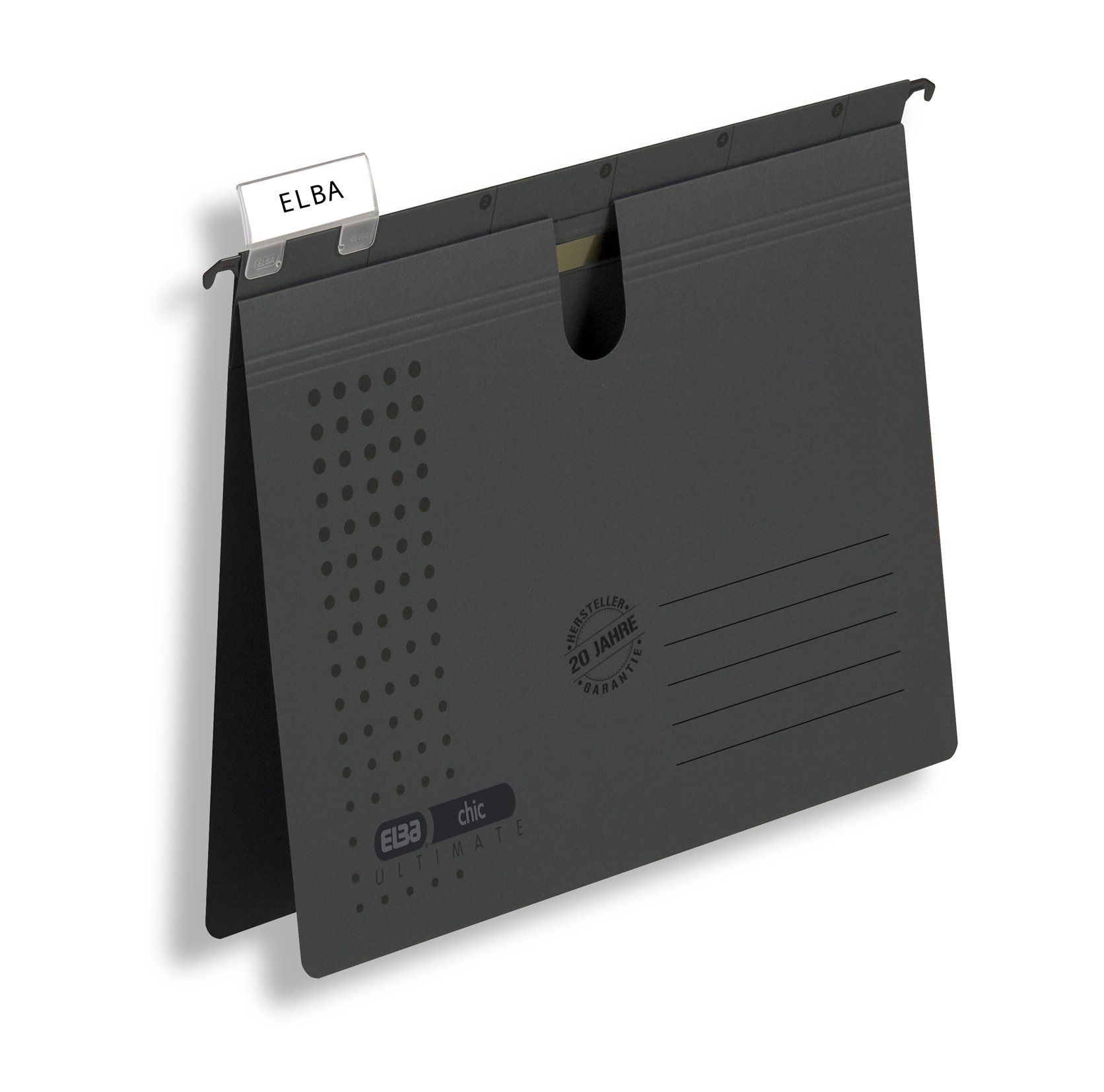 Elba Chic Ultimate 85741AZ Suspension File Folder Thumb Hole Loose Leaf System Pack of 25 Anthracite Suspension File Chic Ultimate®, Commercial Filing Charcoal