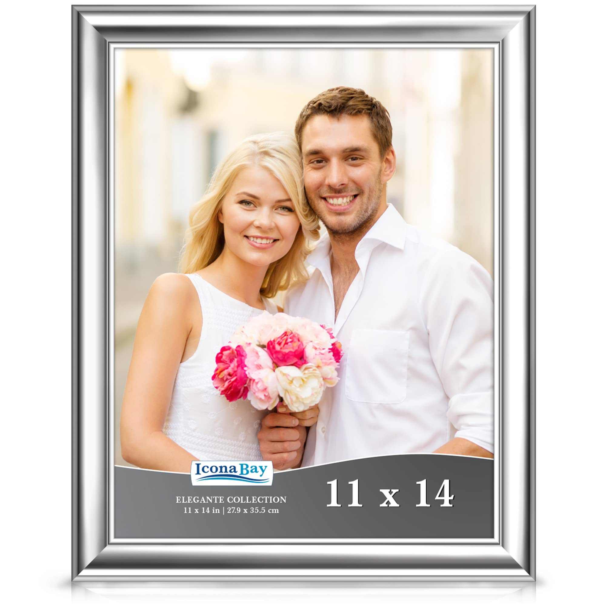 Photo 1 of Icona Bay 11x14 Silver Picture Frame, Contemporary Photo Frame 11 x 14, Wall Mount or Table Top, Elegante Collection
