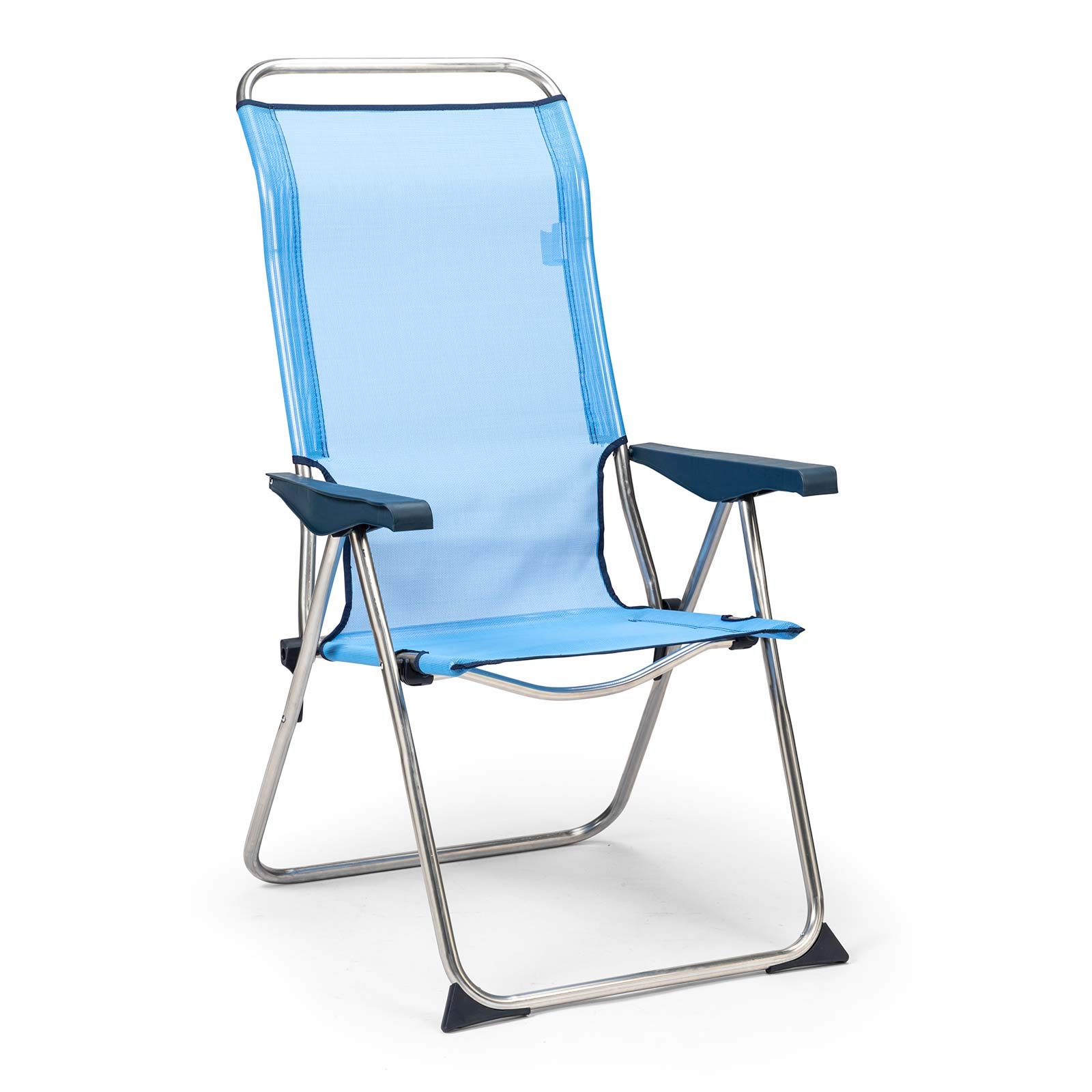 Solenny 50001072725182 50001072725182-Beach Chair 5 Positions Anatomical Backrest Blue and White