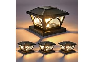 ENSLI Solar Post Lights Outdoor, 4 Pack Brighter Fence Post Solar Lights Outdoor, Auto On/Off Waterproof Solar Post Cap Lights, Solar Powered Deck Fence Post Lights for 4x4 5x5 Vinyl Wooden Posts