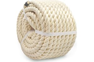 BONSINY Natural White Cotton Rope 3/4 Inch x 50 Feet - Thick Rope for Craft Hanging DIY Projects Tug of War