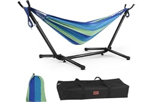 Goutime Kids Hammock with Stand,Childs Hammocks Frame Holder Base with Portable Carrying Bag for Indoor,Outdoor,Patio,Deck,Yard,Beach (Blue)