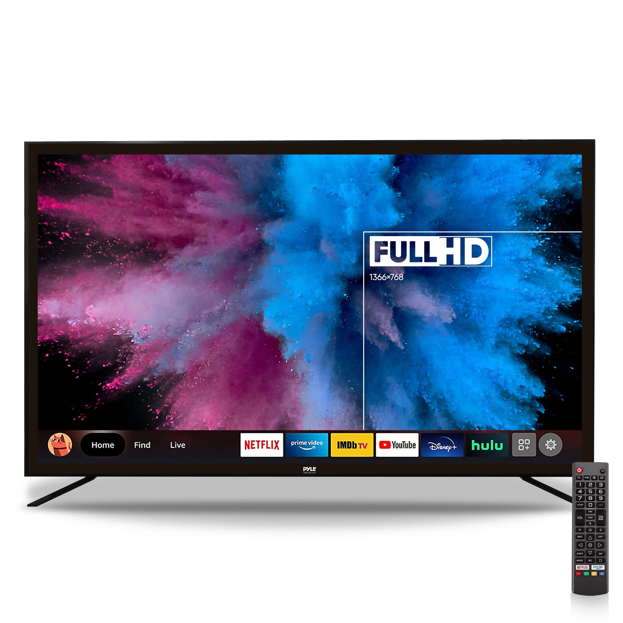 PYLE 32 inch HD LED Smart TV, Supports Up to 1366×768 Resolution, Built in Web OS 5 Operating System, Stream Apps like Netflix, Hulu, Sling, Prime Video, and More