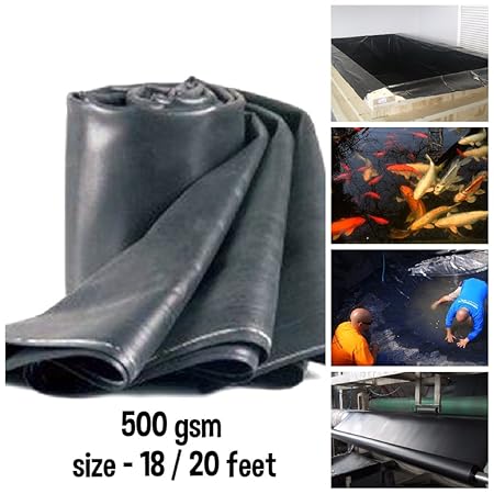 tclpvc Saver Deal Heavy Duty Feet Pond and Multipurpose Sheet with Lab Made Rubber PVC Chemical for Waterproof and Long Life Fish 18/20ft (Black)