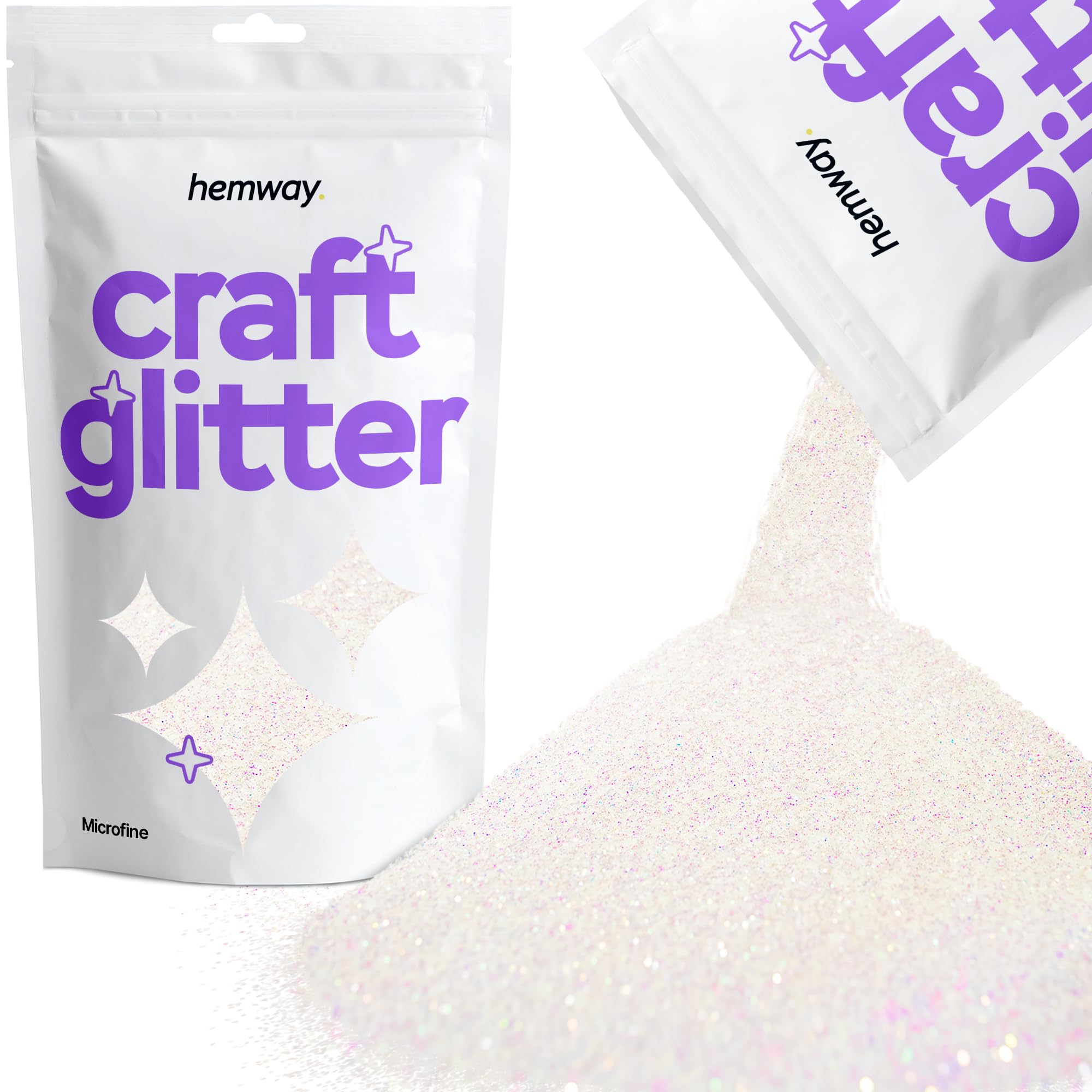 Hemway Craft Glitter Mother of Pearl Iridescent 100g Microfine Glitter for Crafts, Resin, Cosmetic, Nail, Face, Body, Festival, Tumblers, Art, Candle, Crafting