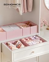 SONGMICS Drawer Organisers Set of 6 Foldable Fabric Storage Boxes Pink RDZ06PK view 2