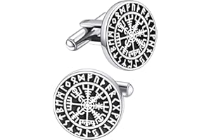 FaithHeart Mens Cufflinks, Norse Viking Tuxedo Shirt Cuff Links, Stainless Steel Cuff Links and Shirt Studs, Gift Box