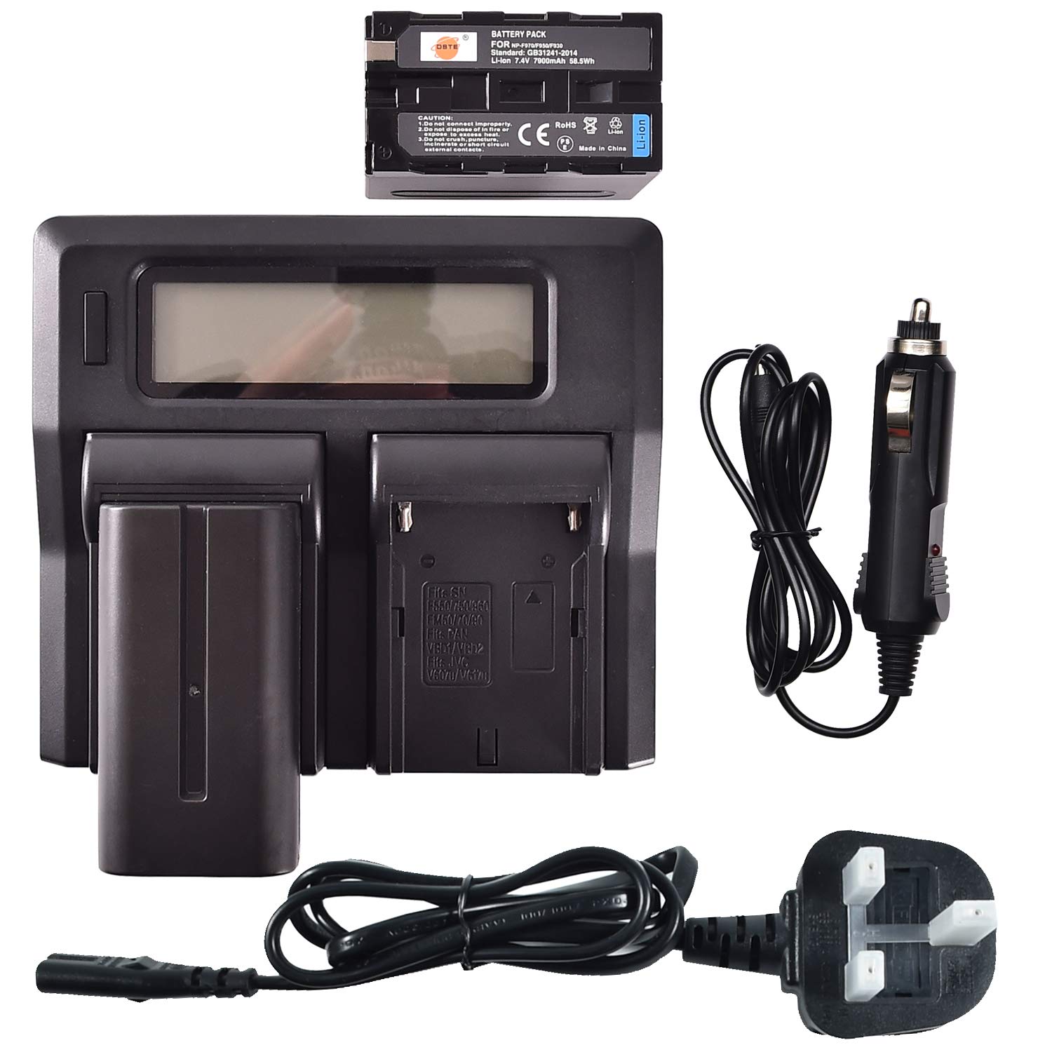 NP-F970 DSTE Replacement Battery (2-Pack) and Rapid LCD Dual Charger Compatible for Sony CCD-TR87 CCD-TR516 CCD-TRV88 CCD-TRV90 CCD-TRV91 CCD-TRV93 CCD-TRV95 CCD-TRV98 as NP-F930 NP-F950 NP-F960