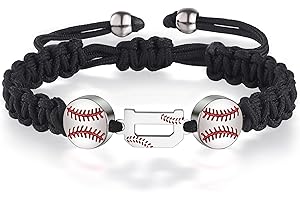 XOYOYZU Baseball Bracelets Gifts for Men Athletes Jersey Handmade Braided Adjustable Initial Letter Bracelets Personalized Gifts for Men