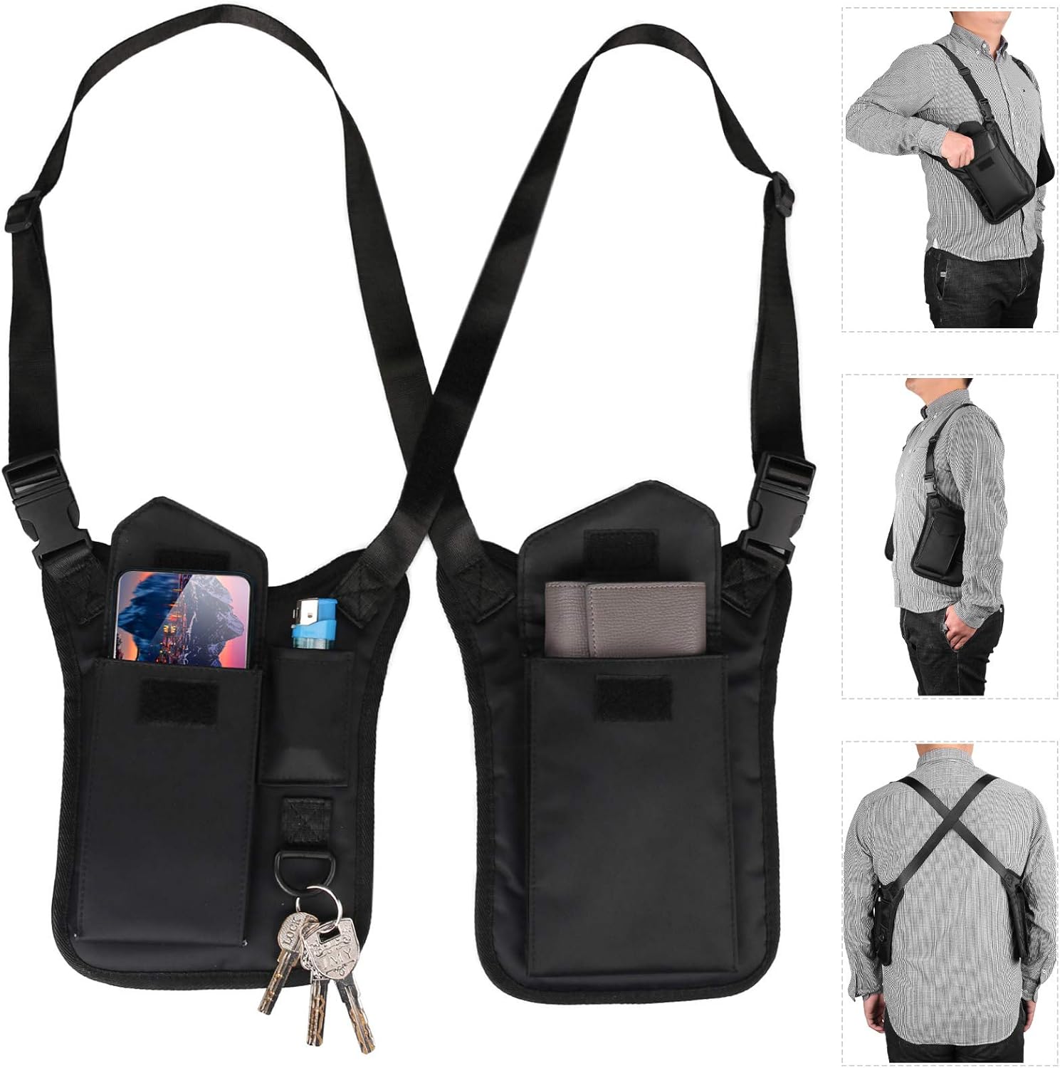 wiipara Anti-Theft Hidden Underarm Shoulder Bag, Concealed Pack Pocket