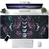 Celestial Moon Phases Mouse Pad Large Purple Desk Mat Forest Extended Gaming Mousepad Violet Teal Desk Pad XXL 31.5 x 15.7 in Laptop Computer Mouse Keyboard Mat for Office Desk Decor