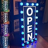 Outdoor Open Signs for Business, Large Waterproof Open Sign LED, Ultra Bright Outdoor Open Signs, Colorful LED Open Sign RGB Color Changing with Waterproof Power Adapter