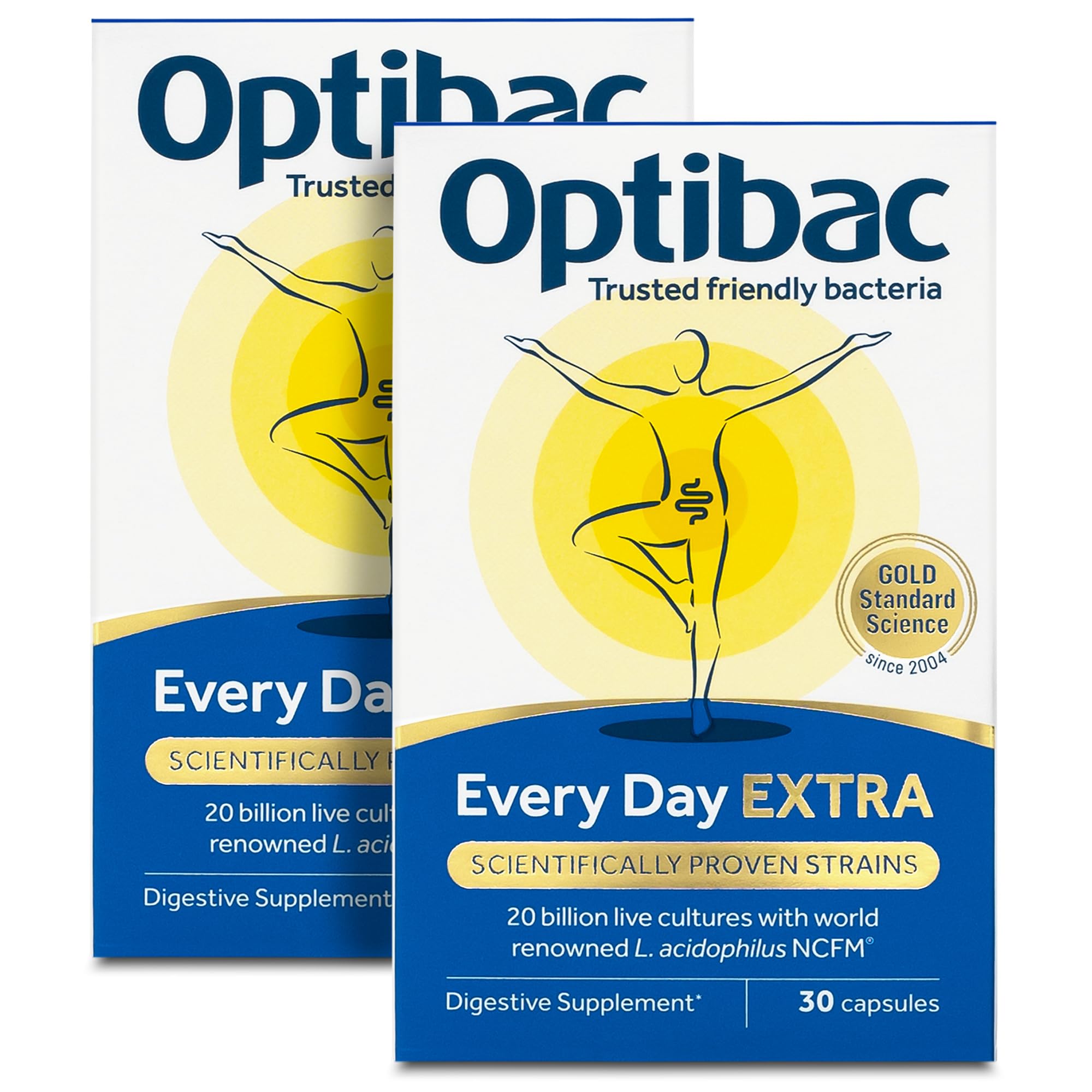 Optibac Probiotics Every Day Extra - Advanced Digestive Probiotic Supplement - Most Researched Lactobacillus Acidophilus - 60 Vegan Capsules