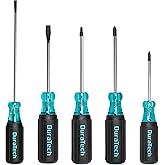 DURATECH 5 PCS S2 Steel Screwdriver Set, Professional Screwdrivers with Non-Slip Cushion Grip & Marked Specifications, 2 Phillips 2 Flathead and 1 Square Head Screw Driver, for Home and Industrial Use