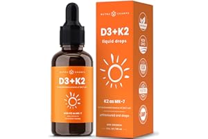 Vitamin D3 K2 Drops for Kids & Adults | 1000 IU D3 Per 0.2ml | 60ml | Liquid Vitamin D3 K2 with MK7 in MCT Oil for Better Abs