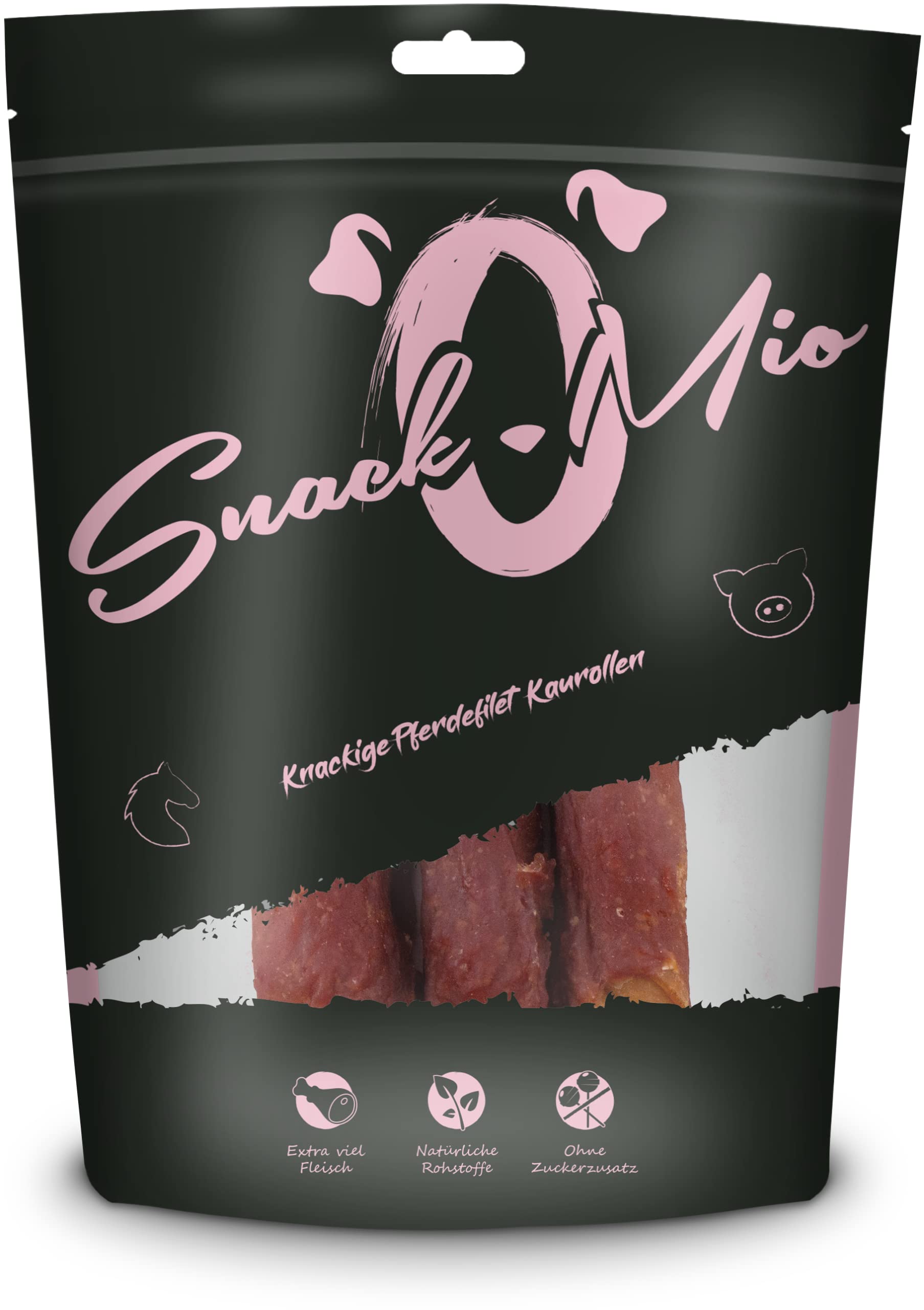 SnackOMio - Premium dog snack - crunchy horse fillet chew roll, grain-free, 1 pack (1 x 150g)
