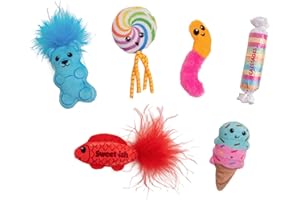 Catstages Kitty Sweet Treats, 6-Pack Catnip Plush Toys with Crinkle & Feathers, Multicolored