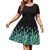 IN'VOLAND Womens Summer Dresses Beach Casual Tshirt Plus Size Floral Short Sleeve Loose Flowy Sundresses