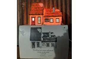 Dickens' Village Series Cottage of Bob Cratchit and Tiny Tim by Dickens Village, Porcelain Tabletop Ornament, Grey