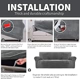 XINEAGE Velvet Chair Slipcover 1 Seater Grey Anti Slip Pets Friendly High view 6