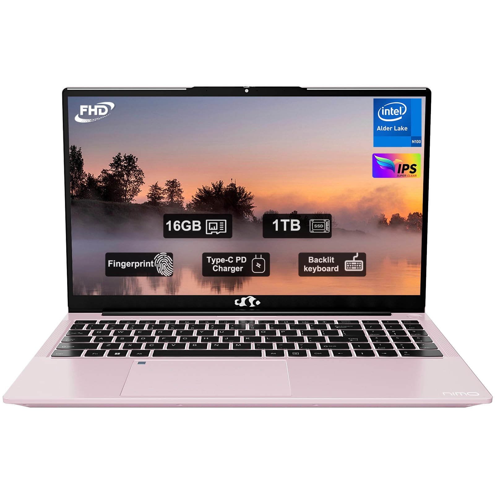 Photo 1 of 15.6" IPS FHD-Laptop, 16GB RAM 1TB SSD Intel 12 Gen 4 Core N100 (Beat to i3 1115G4 Up to 3.4GHz) Computer, Laptops with Backlit Keyboard Fingerprint laptops for Student and Home WiFi 6 BT 5.2