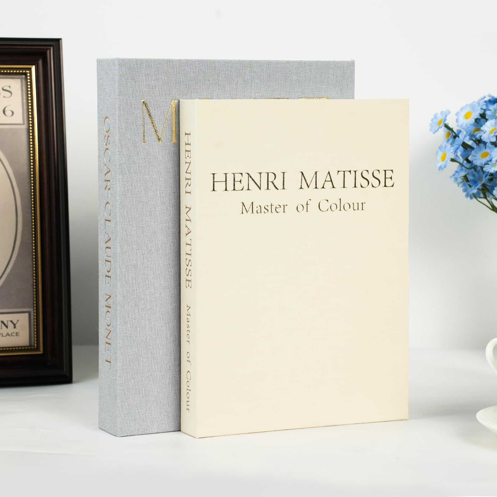 Photo 1 of 2 Pack Decorative Books Storage Boxes,Vintage Faux Books for Coffee Table,Bookshelf & Home Decor,Aesthetic Mini Book Set for Shelf Display & Keepsake Storage,Grey