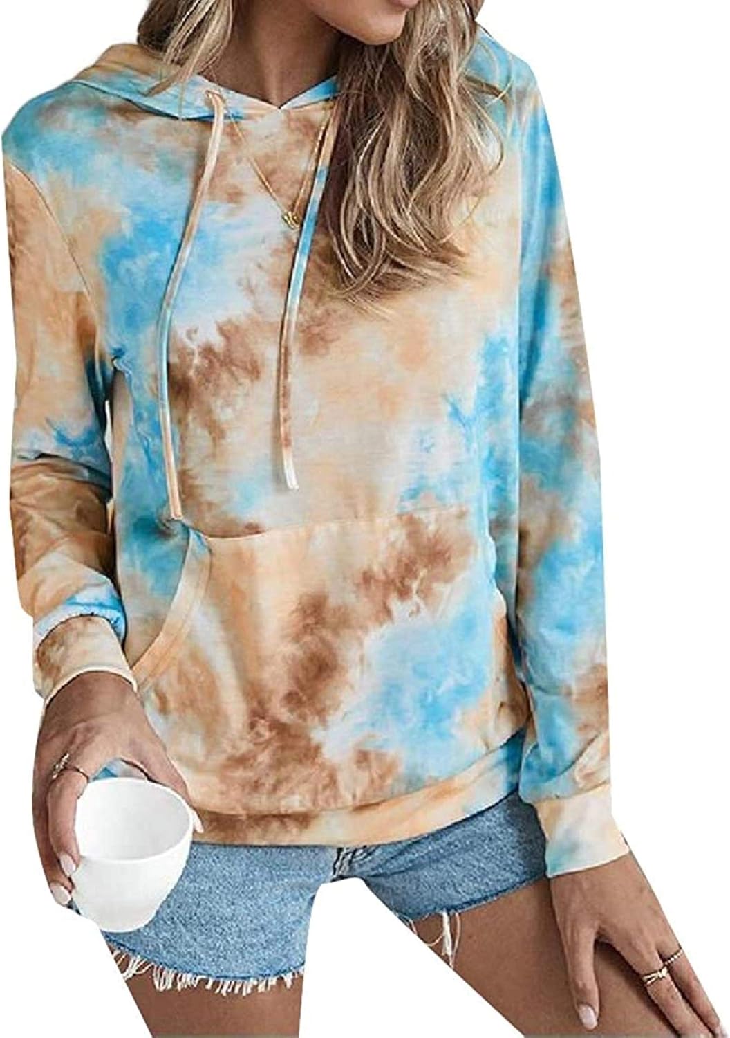 Women Hooded Pocket Autumn Winter Tie-Dyed Drawstring Pullover Hoodies Sweatshirt: Amazon.co.uk 