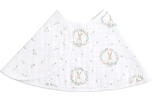 aden + anais Essentials Burpy Bib, 100% Cotton Muslin, Soft Absorbent 4 Layers, Multi-Use Burp Cloth and Bib, 22.5" X 11", Single, Blushing Bunnies