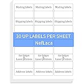 NefLaca 1" x2-5/8 Shipping Address Labels, Blank Mailing Labels, 30-UP White Self-Adhesive Name Tag Stickers for Inkjet and Laser Printer [50 Sheet 1500 Labels]