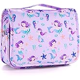 Vipdeal Kids Hanging Toiletry Bag for Girls, Travel Toiletry Bag for Little Young Girls Cosmetic Makeup Waterproof Wash Bag Toddler Traveling Toiletries, Mermaid Purple
