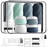 LitBear 23 Pack TSA Approved Travel Bottles for Toiletries, Leak Proof Refillable Travel Size Containers Kit with Silicone Squeezable Bottles Jars for Shampoo Lotion Conditioner, in Clear Bag, Gray