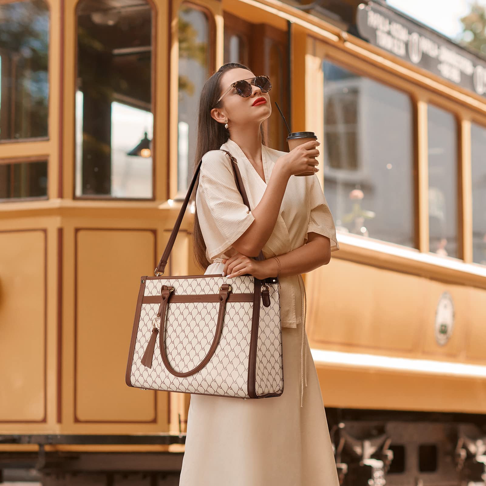 Missnine Laptop Tote Bag 15.6 inch Laptop Bag Stylish Briefcase for Women Work Shoulder Bags for Office, Travel