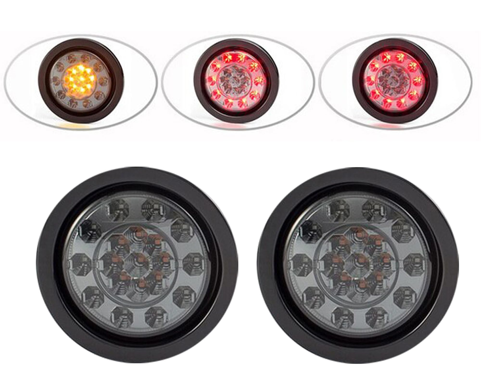 Alchemy Parts Car Van Truck Pick Up Trailer Rear Lights 4 inch LED Flush Mount Tinted Lens (Integrated Stop/Tail Lights)