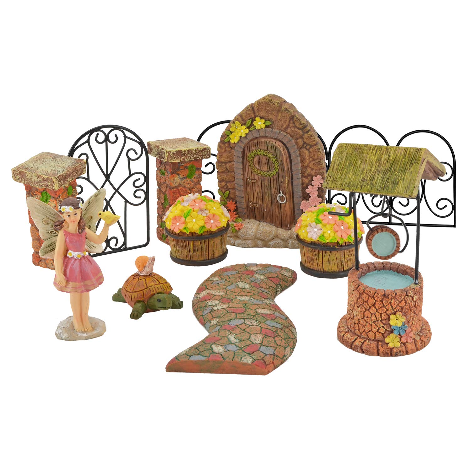 Photo 1 of (USED/FAIR) Arcadia Garden Products Pebble Lane Polyresin Fairy Garden Kit (11-Piece)