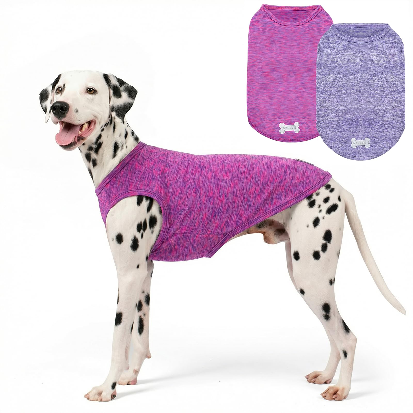 Photo 1 of KYEESE 2 Pack Dog Shirts for Large Dogs Quick Dry Breathable Stretchy Sun Protection Pet T-Shirts with Reflective Label Tank Top Sleeveless Vest Dog Clothes, Purple+Pink, 3XL