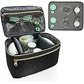 MELINON Wearable Breast Pump Bag for Elvie and Medela Pumps - Compact, Travel-Friendly Pump carrying case with Waterproof Mat - Ideal for Working Moms (Black)