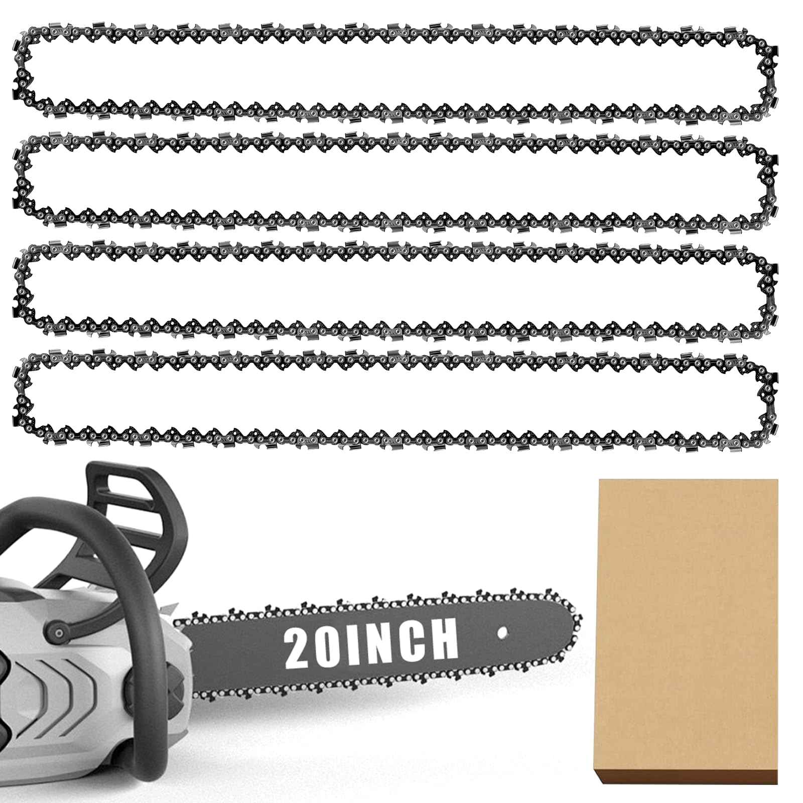 4 Pack 20 Inch (50cm) Chainsaw Chain Replacement Chain Mini Replacement Chain 76 Drive Links 0.058" Gauge 0.325" Pitch Replacement Chain Saw for Timberpro 62CC Hyundai and Other Chainsaws