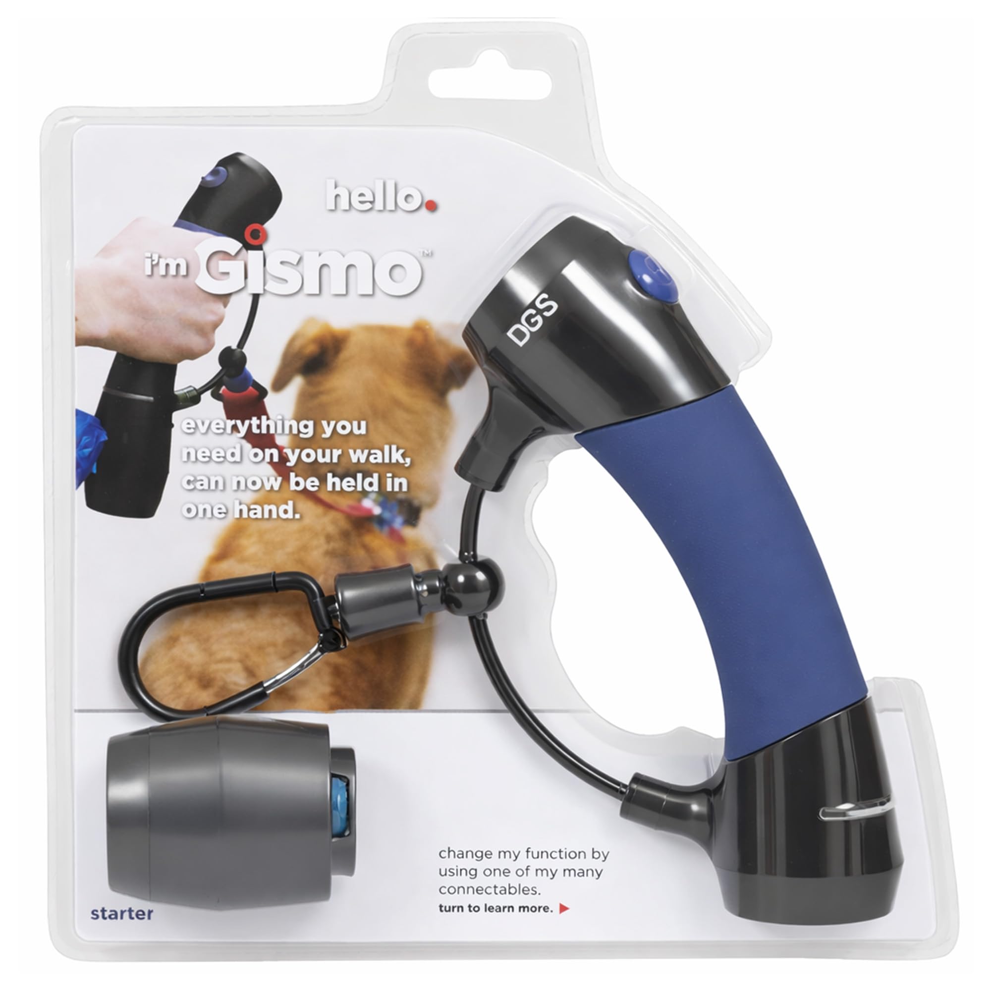 Dog Gone Smart Pet Products I'm Gismo Expandable Leash Handle System with Smooth and Sanitary Poop Bag Dispenser and Patented Rail System for Smoother and Safer Dog Walking Midnight Blue